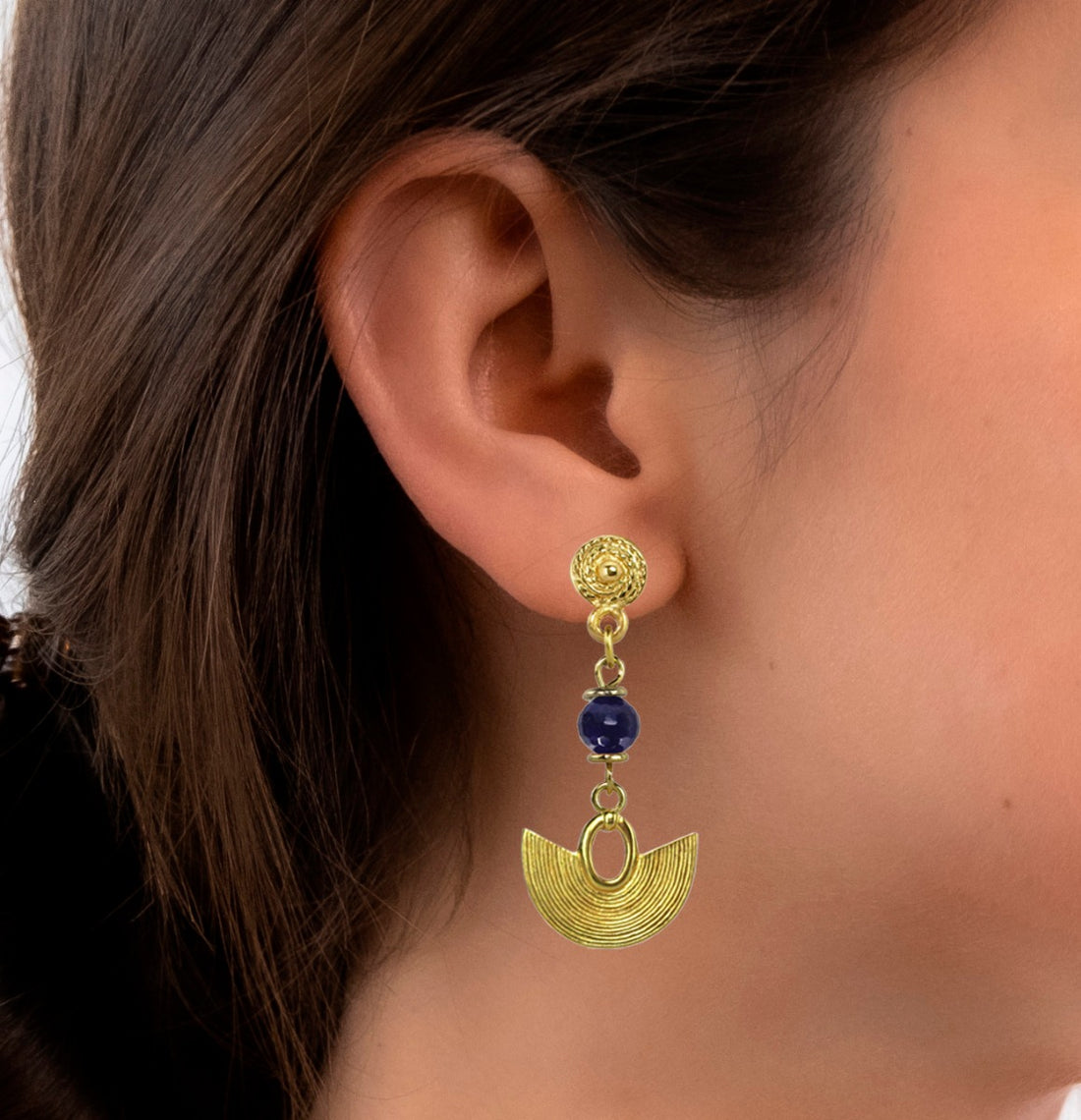 Striped Crescent 1.7" Dangle Earrings