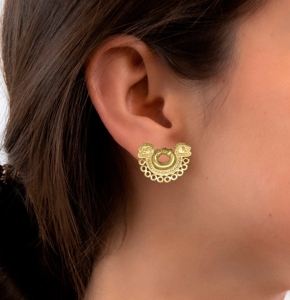 Embossed Crescent Drop Earrings