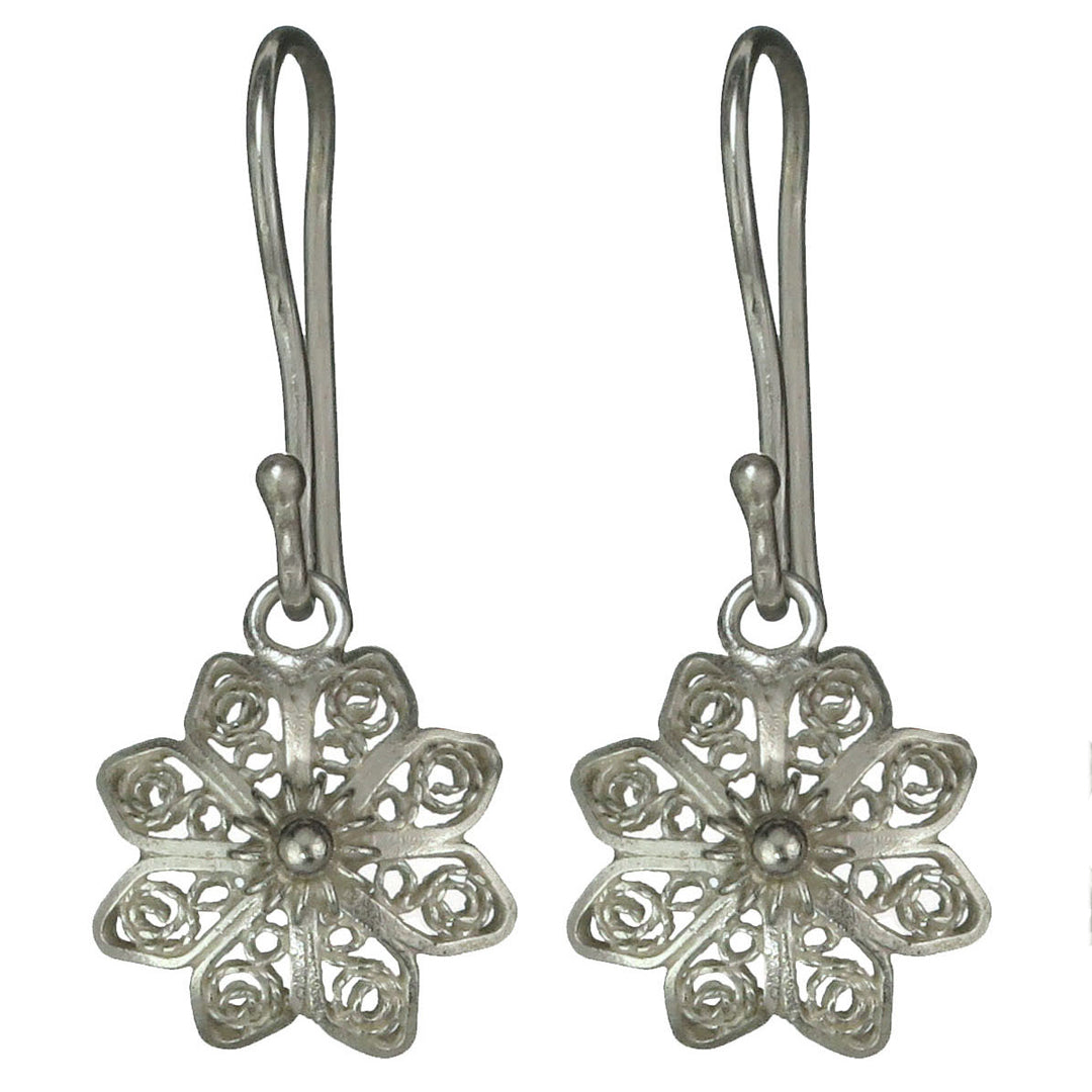 Christiania Filigree Flower .950 Silver Earrings