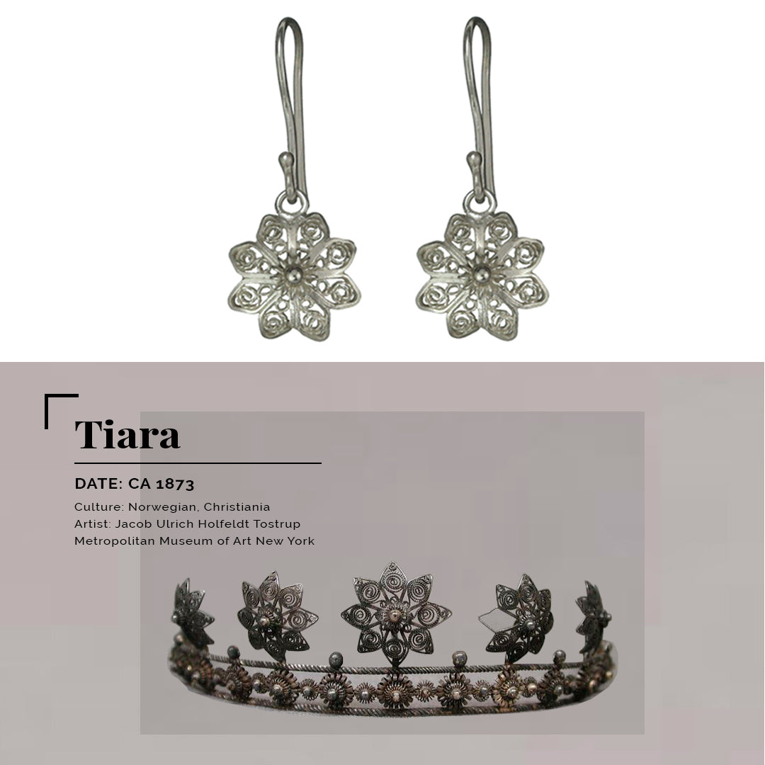 Christiania Filigree Flower .950 Silver Earrings