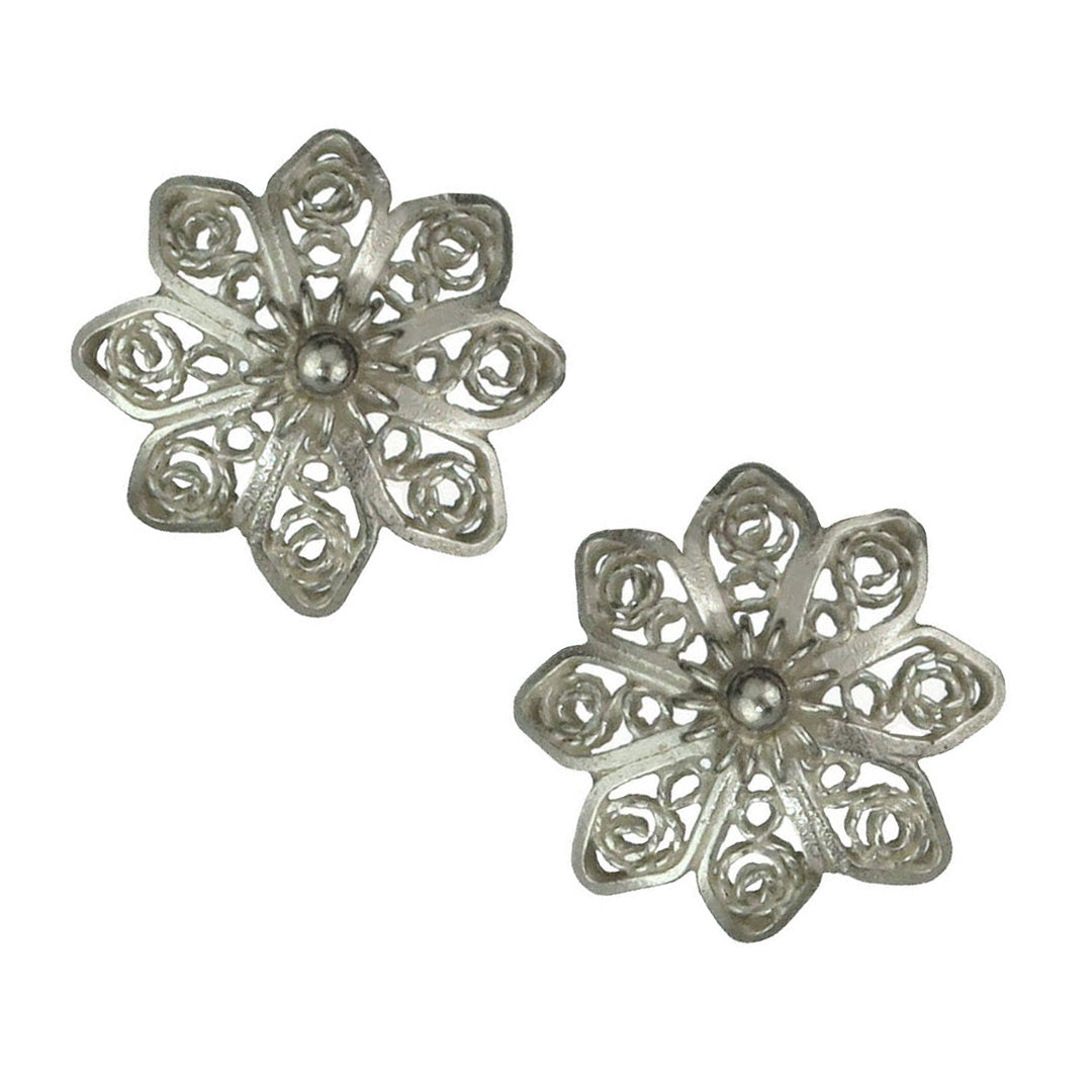 Christiania Filigree Flower .950 Silver Earrings