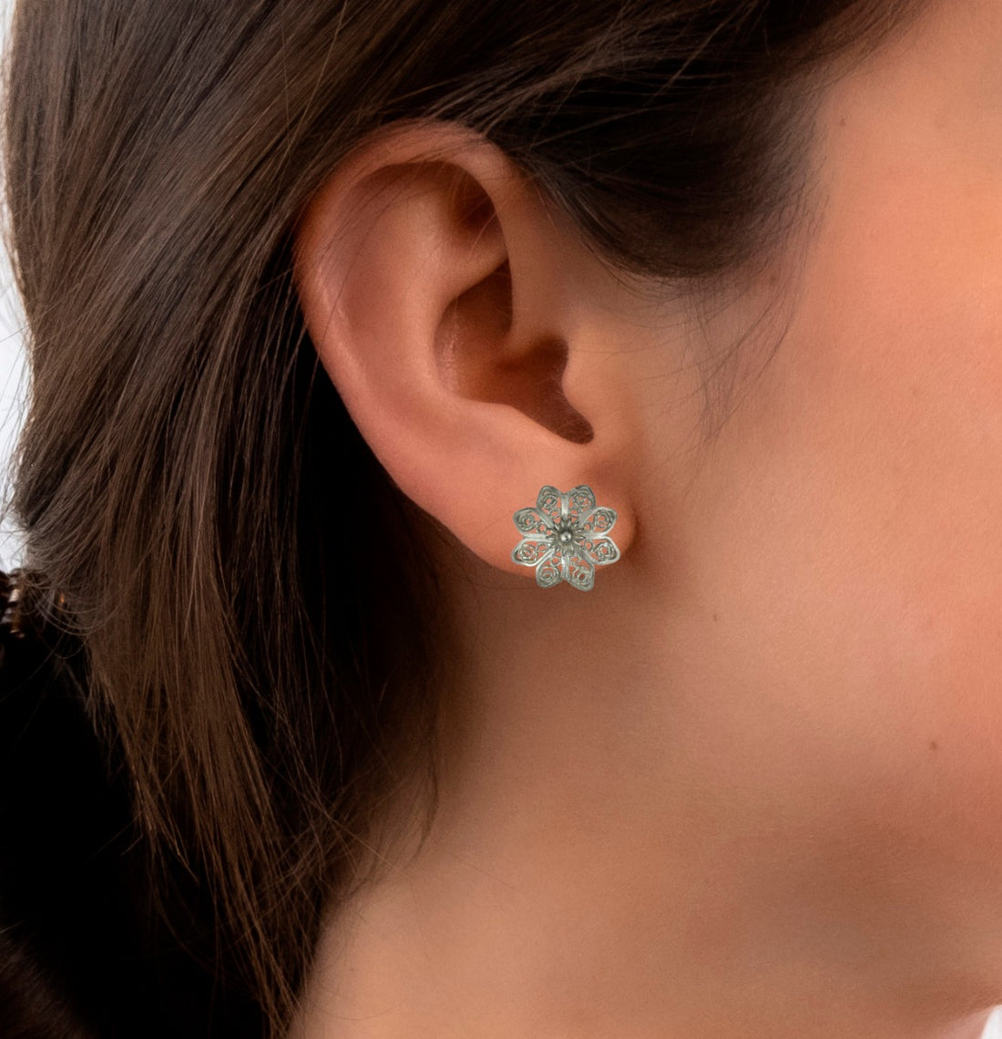 Christiania Filigree Flower .950 Silver Earrings