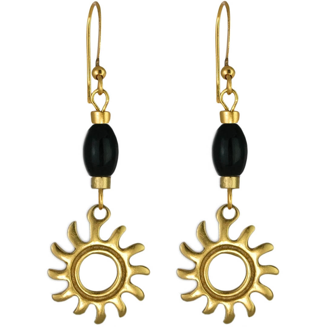 Pre-Columbian Tairona Sun Dangle French Back Earrings by ACROSS THE PUDDLE