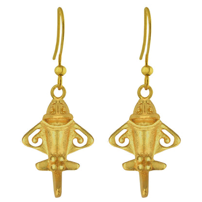 Pre-Columbian Ancient Aliens Aircraft/Golden Jet /Gold Flyer Dangle Earrings by CROSS THE PUDDLE