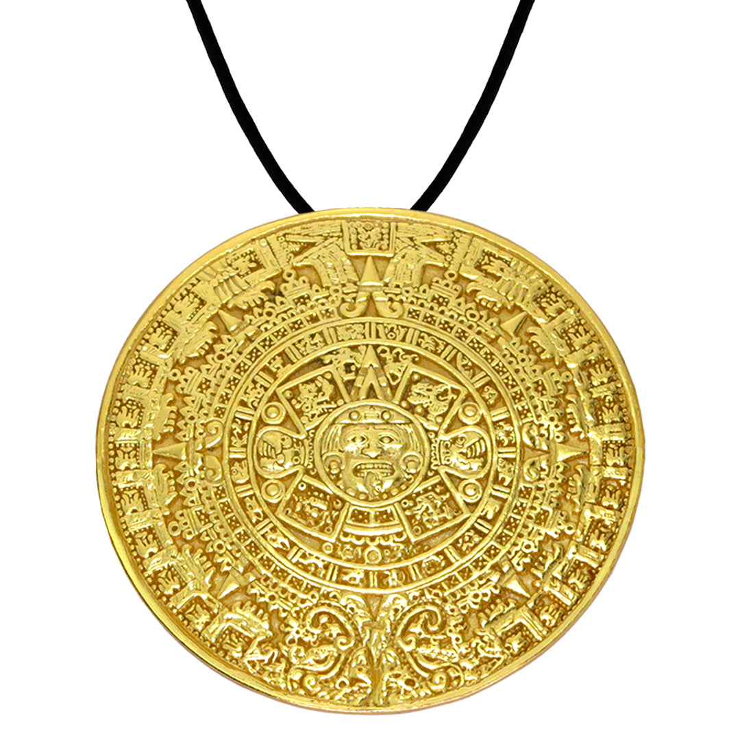 Aztec Calendar 24k GP 2&quot; Pin &amp; Pendant