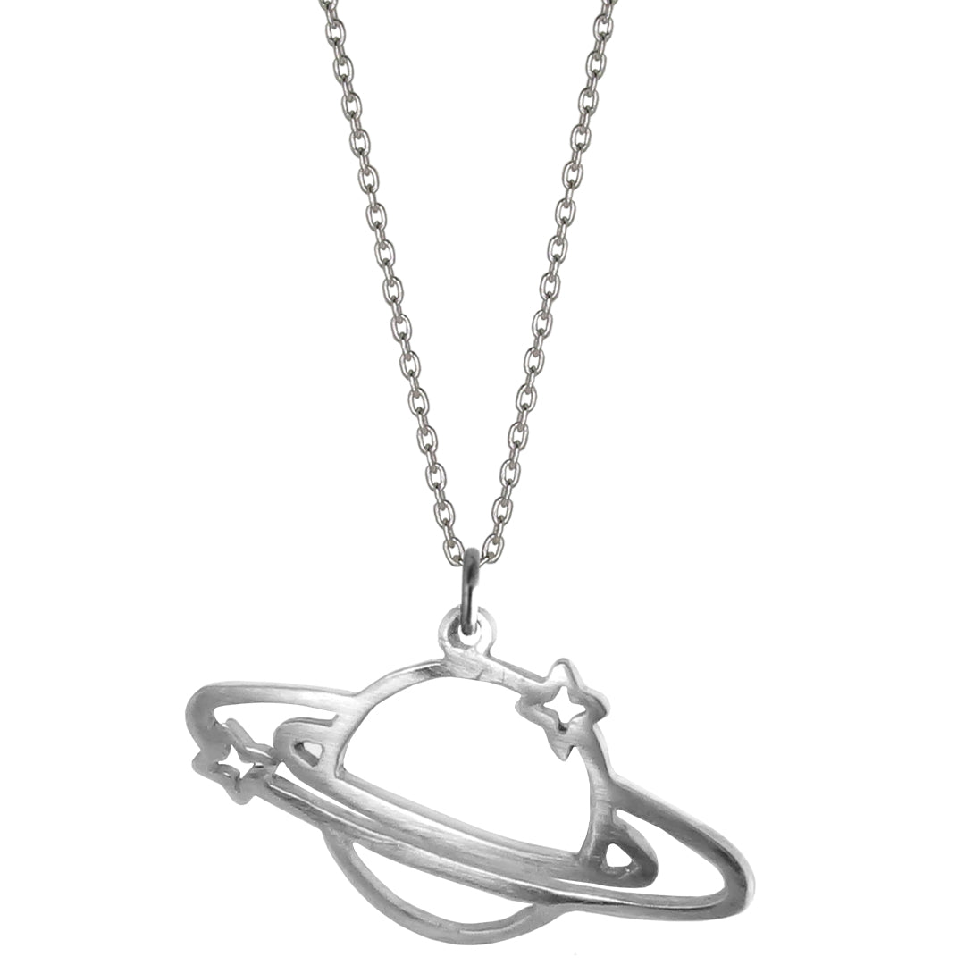 Saturn .950 Silver .9" Pendant Necklace