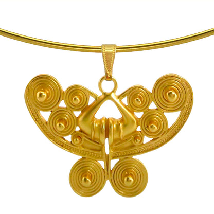 Omega Choker Necklace with a Spirals Butterfly