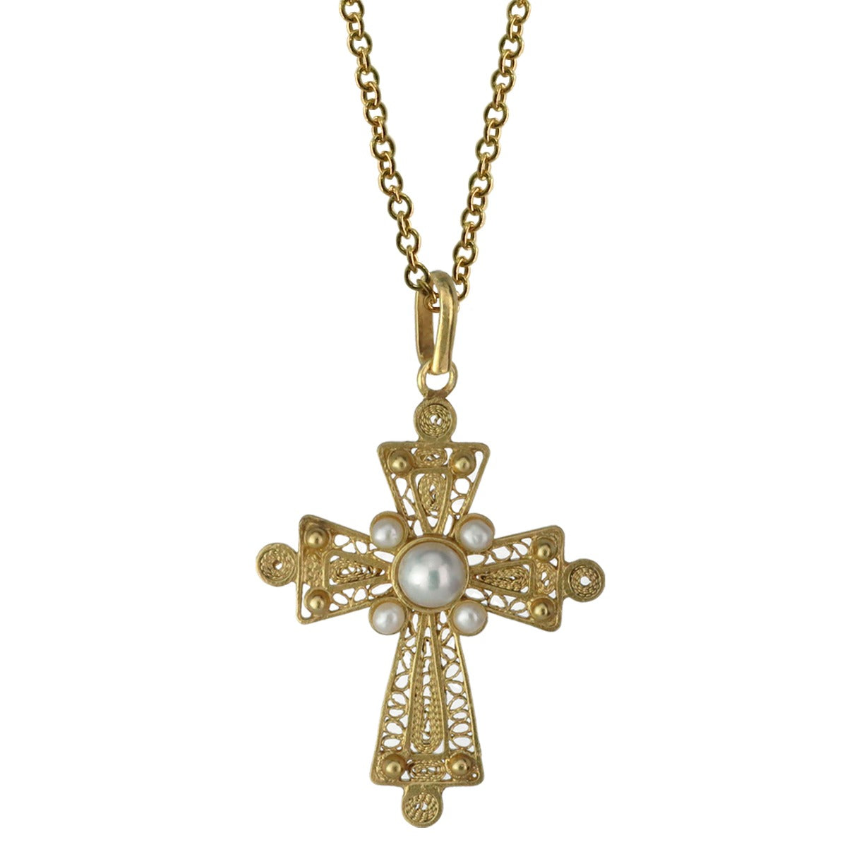 Filigree .950 Silver Byzantine Cross Necklace