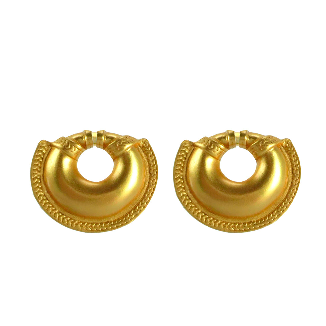 Pre-Columbian Quimbaya Convex Nose Ring Stud Earrings by ACROSS THE PUDDLE