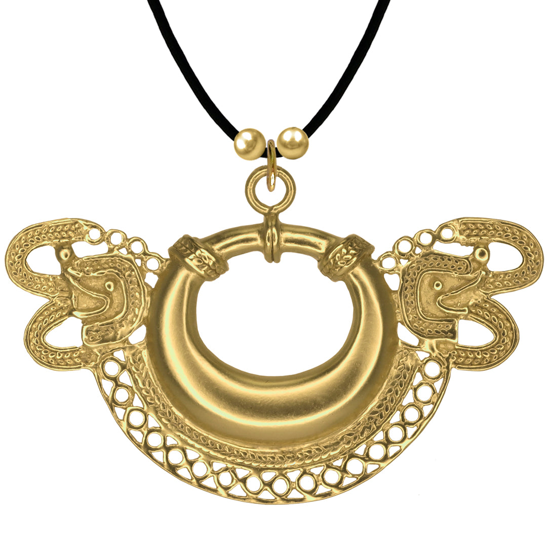 Tairona Embossed Nose Ring with two Animal Heads (L) Pendant