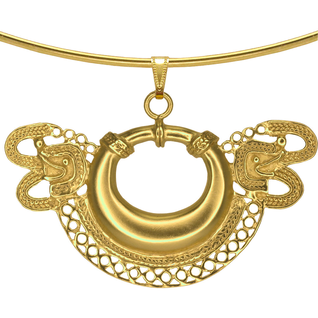 Omega Choker Necklace with a Tairona Embossed Nose Ring