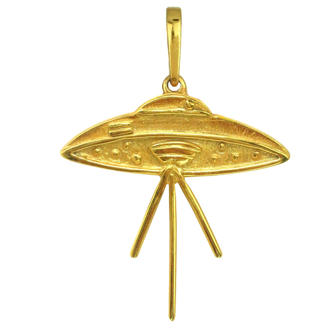 Elvis UFO Connection 24k GP .950 Silver Saucer Pendant Necklace Multiple Sizes