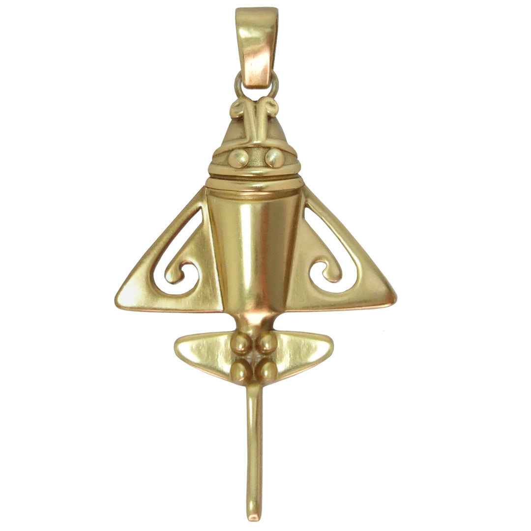 8K Yellow Gold Pre-Columbian Golden Jet-3 Pendant